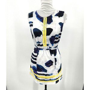 Luisa Cerano Blue and White Sleeveless Sequin Blouse Size 10 US